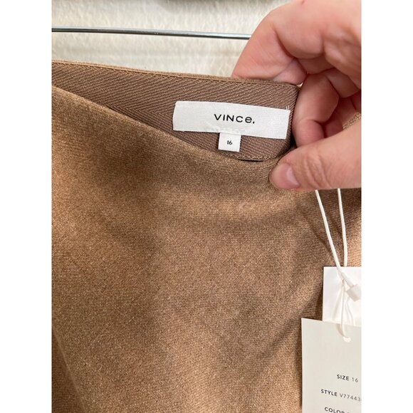 Vince Womens Tan Brushed Flannel Side Slit Midi Skirt Size 16 - Picture 3 of 5